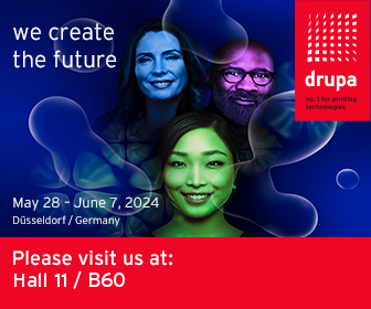 drupa 2024 banner with Sanwa booth number Hall 11 B60